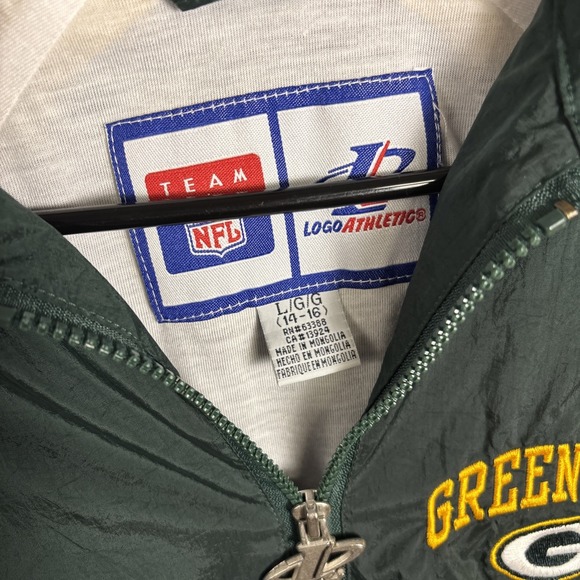 Vintage Green Bay Packers Jacket Logo Athletic Youth Large (14-16) Windbreaker - Picture 3 of 9